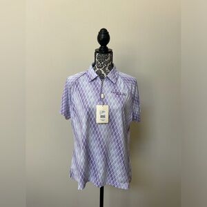 Greg Norman Collection Women’s Lavender Argyle Polo Shirt XL